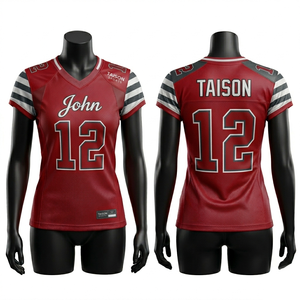 Jersey de Fútbol Americano para Mujer, Premium, 220 GSM, Malla de Poliéster, Diseño con Paneles Azules y Plateados, Transpirable, Sublimación, Logotipo Personalizado - Product Image 3