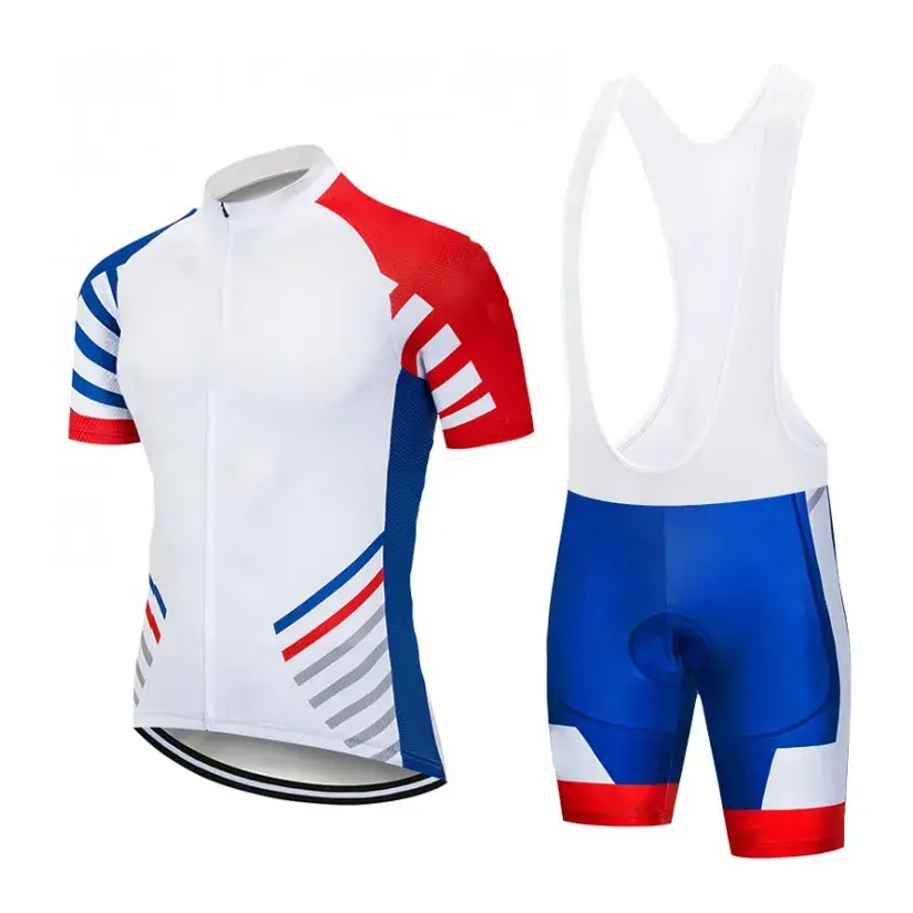 Hot style summer team Custom design camicie da bicicletta pantaloncini con bretelle Set uomo Sport Bike Cycling Jersey Kit Suit Clothes Uniform