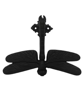 มือจับประตูโรงนาตกแต่งด้วยฮาร์ดแวร์สีดำเคลือบผงเหล็กรูปแมลงปอปลอดสนิมและทนทานด้ามจับมีอายุการใช้งานยาวนาน - Product Image 1