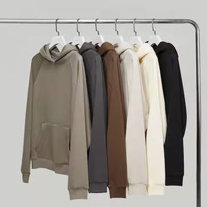 Pull-over uni en coton unisexe avec logo personnalisé Vente en gros Tissu français Saison d'automne Col à capuche Sweat à capuche unisexe sans ficelles de créateur - Product Image 1