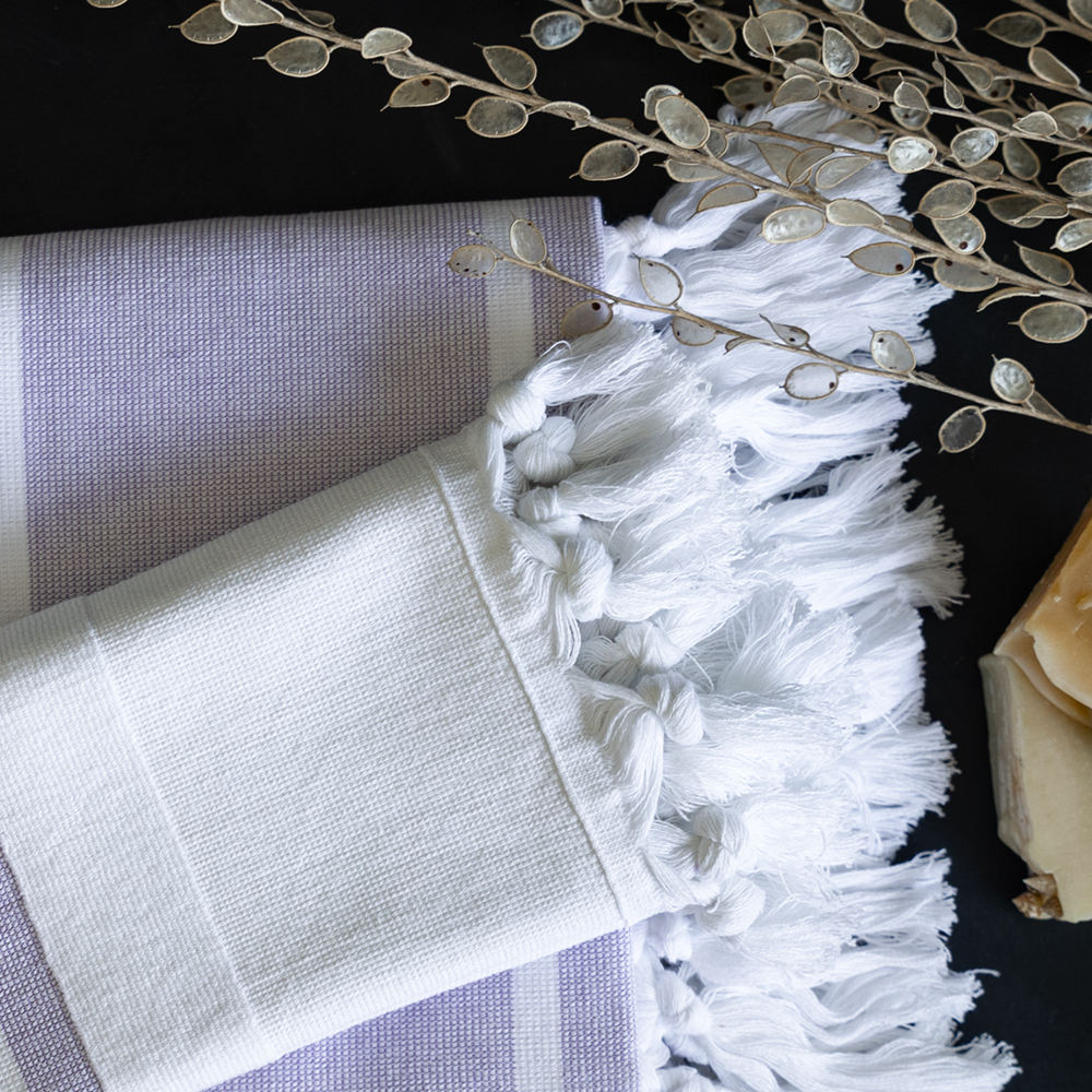 White - Lilac Stripes