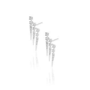 Vintage Mini Spikette Stud <b>Earrings</b> with Zircon <b>Pearl</b> & <b>Diamond</b> Accents - Product Image 2