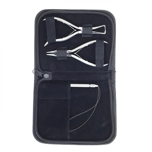 Ensemble professionnel de pinces à extensions de cheveux en acier inoxydable 4 pièces avec pince et pochette pour usage commercial - Product Image 2