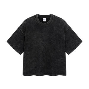 Camiseta con Logotipo Personalizado al por Mayor, Camiseta de Algodón Grueso de Estilo Holgado con Lavado Ácido y Estampado Sólido - Product Image 3