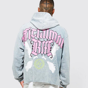 Custom <b>Hoodies</b> <b>Oversized</b> Cotton Blended Custom <b>Hoodies</b> Latest Dove Graphic Acid Wash Breathable Design Factory Price Basics - Product Image 4