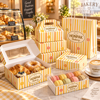 Ensemble d'emballages de boulangerie personnalisés AT PACK avec boîte imprimée avec logo, sac en papier, boîte à macarons et emballage pour desserts pour les cafés