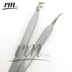 RMI pince à épiler gris clair conception libre Logo personnalisé Volume marque privée pince à cils en acier inoxydable pince à épiler Extension de cils pince à épiler - Product Image 4