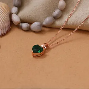 <b>Rose</b> <b>Gold</b> Plating Heart-Cut Emerald Necklace Fashion <b>Pendants</b> & Charms for Women Gift Jewelry - Product Image 4