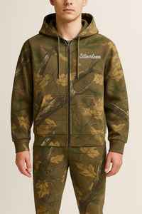 Respirant pas cher prix hommes Camouflage pleine fermeture éclair ensemble de survêtement lourd | 280gsm coton à capuche costume - Product Image 4