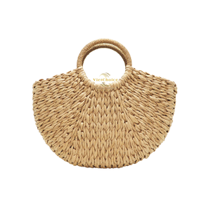 Sac en jacinthe d'eau tressé naturel, sans plastique, réutilisable pour le marché et la plage - Product Image 4