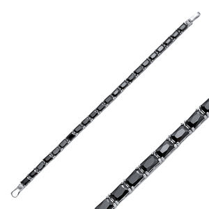 Negro CZ piedra rectángulo Baguette corte 925 plata esterlina venta al por Mayor turco hecho a mano pulsera de tenis - Product Image 1