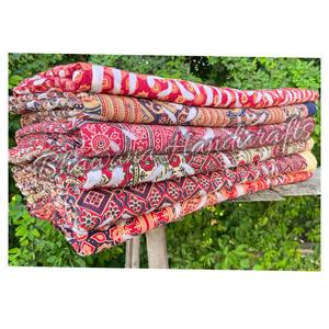 Handmade Ajrakh Cutwork Block Print Kantha <b>Quilt</b> Indian Bedspread Blanket for Hotel Decor Cotton <b>Bedding</b> Intricate Hand Block - Product Image 3