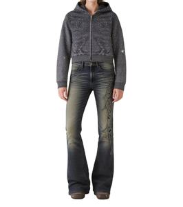 2025 personalizado de algodón pesado Vintage lavado con ácido de gran tamaño Unisex diamantes de imitación ropa de calle sudaderas con capucha desgastadas para otoño - Product Image 3