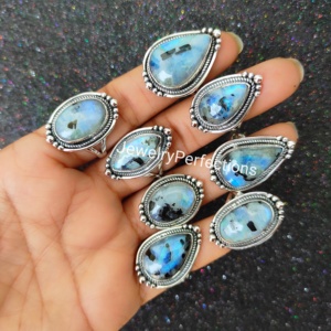 แหวนพลอยมูนสโตนแบบดั้งเดิมแหวนเงินแท้สำหรับ925ของขวัญที่ดีที่สุดสำหรับผู้หญิงเครื่องประดับราคาโรงงาน - Product Image 4