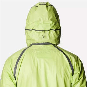 Men's Lightweight <b>Hooded</b> <b>Rain</b> <b>Jacket</b> with Full Zipper Winter Season Polyester Made Front Logo for <b>Rain</b> Protection - Product Image 3