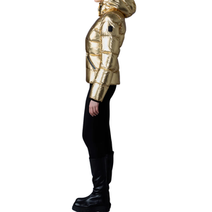 Blouson matelassé métallique brillant, veste d'hiver chaude et isolée, vêtement d'extérieur élégant et tendance, coupe douce et confortable, logo personnalisé - Product Image 5