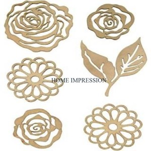 Ensemble de 4 sous-verres de tasse à thé et à café en bois de noyer Décoration de table de forme ronde Ustensiles de cuisine Tapis et tampons par Home Impression - Product Image 3