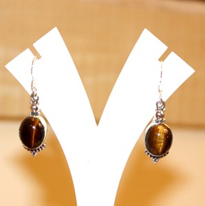 Pendientes Hechos a Mano de Plata de Ley 925 Étnicos con Forma Ovalada, Piedras de Cristal Curativas Turquesa, Joyería de Ojo de Tigre, Idea de Regalo - Product Image 2
