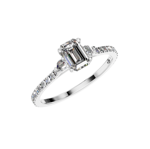 Elegant 14K Solid Gold Fine Jewelry Emerald Cut Solitaire Lab Grown Diamond Engagement <b>Ring</b> IGI Certified Wedding Party Luxury - Product Image 1