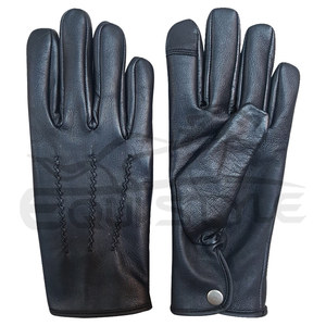 Guantes de Conducir de Cuero Negro de Alta Calidad, Dedos Completos, Forro Suave, Ajuste Delgado, Pantalla Táctil, Guantes de Invierno - Product Image 1