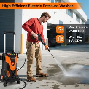 Nettoyeur Haute Pression Électrique Orange Noir 2300 PSI 1900W Haute Puissance avec 4 Buses à Connexion Rapide et Bouteille à Savon pour Stations de Lavage Automobile - Product Image 5