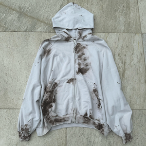 سترات بغطاء رأس للرجال بسحاب عالي الجودة قطن سادة أفضل منتج ملابس شارع عالية ربطة عنق صبغة بالأسى شعار أمامي خدمة <span class=keywords><strong>OEM</strong></span> - Product Image 6