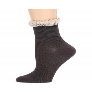 Calzini corti da donna Free People Darling in maglia waffle, traspiranti, neri, per uso quotidiano, taglia normale - Product Image 1