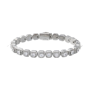 925 Sterling Silver Round Cut VVS Moissanite Anniversary Iced Cluster <b>Tennis</b> Bracelet Unisex Wholesale Price - Product Image 1