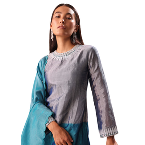 Ensemble kurta palazzo brodé vert aqua, vente en gros de vêtements ethniques pour femmes, tenue de fête ethnique personnalisée en usine OEM - Product Image 4