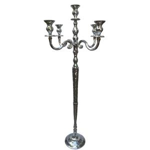 Candelabro de plata de 5 brazos para centro de mesa de boda, candelabro decorativo hecho a mano, iluminación navideña para el hogar y el jardín, candelabros decorativos - Product Image 1