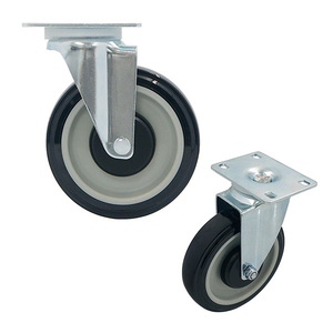 Livingroom Metal <b>Sofa</b> Casters With Black Rubber Wheels And Silver Mounting Plate Round Shape - Product Image 1