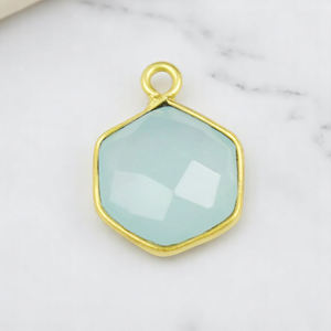 Diseño personalizado hexágono piedras preciosas naturales encanto colgantes hacer DIY collar joyería al por mayor hecho a mano bisel 925 colgante de plata - Product Image 6