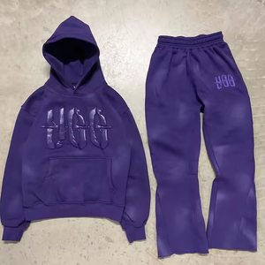 Conjunto de Sudadera con Capucha y Pantalones Deportivos Ajustados para Hombre, Tejidos en Punto para Otoño, con Diseño 3D y Efecto Desgastado por el Sol - Product Image 5