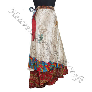 Nuevas faldas New Magic Wrap Falda de seda Bloque de mano Estampado Wrap Faldas Reversible Silk Magic 38 pulgadas Long Wrap Halter Tube - Product Image 1