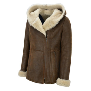 Shearling Leather <b>Jacket</b> for Women's New Hooded Leather <b>Jacket</b> Style with <b>Sheepskin</b> <b>Jacket</b> - Product Image 2