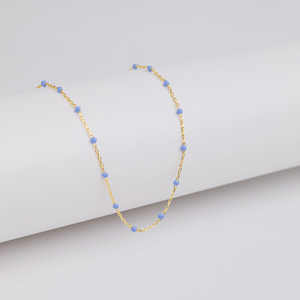 Collier chaîne tendance plaqué or avec design émaillé violet clair, fait main, vente en gros, bijoux turcs en argent sterling 925 - Product Image 6
