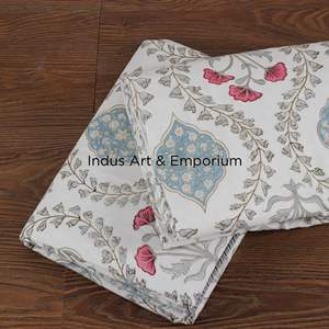 Sanganeri indien fait à la main bloc de draps imprimés ensembles de literie drap de lit avec taie d'oreiller - Product Image 5