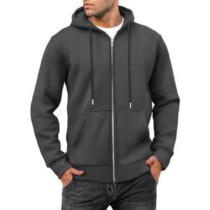 Sweats à capuche vierges lourds homme Basics coton mélangé Logo personnalisé haute qualité 100% coton polaire épais fermeture éclair complète hommes sweats à capuche - Product Image 3