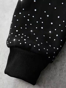 Nueva llegada de secado rápido cómodo de tela de diamantes de imitación sudaderas con capucha de los hombres salida de fábrica High Street hombres Sudadera con capucha de diamantes de imitación - Product Image 4