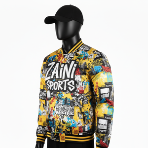 Veste en satin brillant de qualité supérieure 180 GSM Impression graphique multicolore vibrante Logo personnalisé Transfert thermique Veste en satin confortable pour hommes - Product Image 3