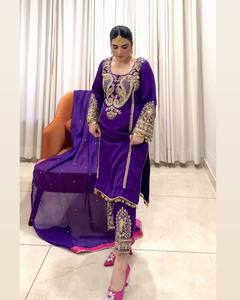 Salwar Kameez de luxe indien et pakistanais pour femmes, musulmanes, Ramadan, hijab, personnalisé, national, décontracté, noir, en georgette lourde, séchage rapide - Product Image 3