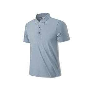 Estilo de moda para hombre de manga corta para Polos patrón sólido bordado hecho de tela de lona de algodón de poliéster Stock - Product Image 1