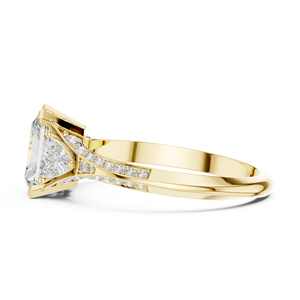 Anillo de Diamante Cultivado en Laboratorio con Corte Radiante, Oro Sólido de 14K/18K, Acento Lateral Trillón, DEFVVS, Certificado IGI, Anillo de Compromiso, Fabricante OEM - Product Image 5
