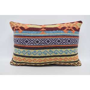 Oreiller en laine jaune traditionnel 16x24 pouces motif de feuilles vintage géométriques Accent tissé de luxe pour canapé Style de Noël - Product Image 1