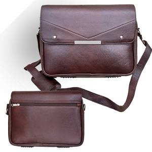 Sac à bandoulière pour ordinateur portable en cuir marron, design élégant et décontracté avec sangle de sac à dos, étui pour ordinateur portable, sac à bagages - Product Image 6