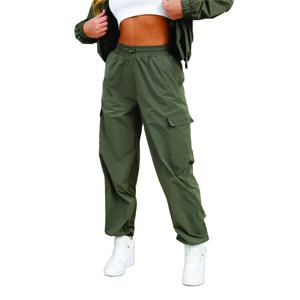 Tissu en nylon extensible de qualité supérieure 85% polyamide 15% élasthanne utilitaire tissé Cargo pantalon Olive pantalon cargo pour femme - Product Image 2