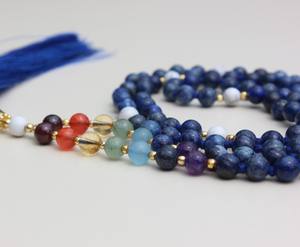 Haute qualité 7 Chakra Yoga bijoux faits à la main 108 noué Mala perles Lapis Lazuli artiste indien colliers de perles pour les fêtes de cadeaux - Product Image 6