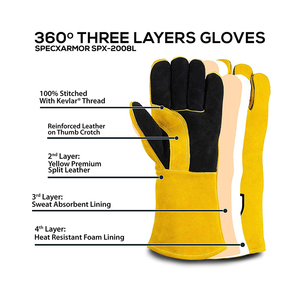 Gants de protection de pompier de qualité supérieure Gants ignifuges structurels en cuir à prix élevé pour le travail - Product Image 3