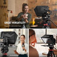 NEEWER Basics X12B Téléprompteur en alliage d'aluminium réglable en hauteur 12 pouces pour iPad, tablette, téléphone, appareil photo reflex numérique, sans assemblage, télécommande et application