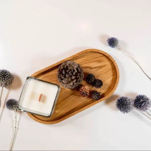 Plateau rond en bois à un niveau pour le rangement de bureau-Service d'épices et de boissons biodégradables - Product Image 1